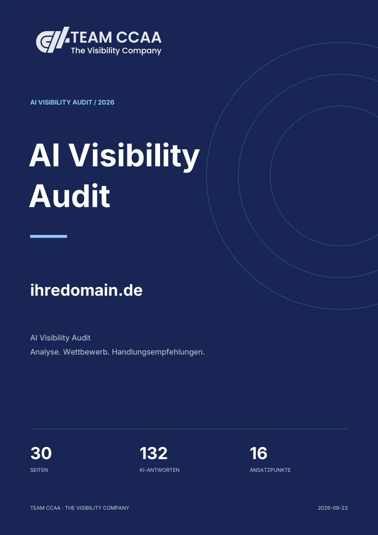 Titelseite des TEAM CCAA AI Visibility Audits für ihredomain.de