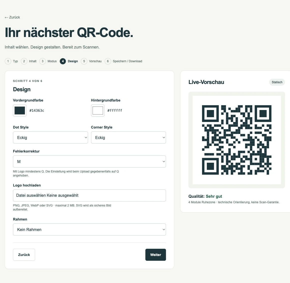 QR-Editor: Ziel und Gestaltung · Demodaten