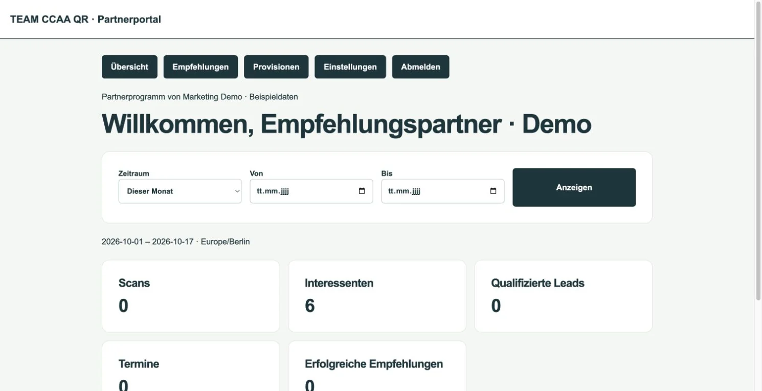Echte App · fiktive Demodaten. Je nach Tarif und Kontostatus kann Ihre Ansicht abweichen.