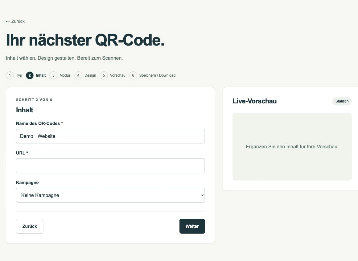 TEAM CCAA QR in der App · Demodaten