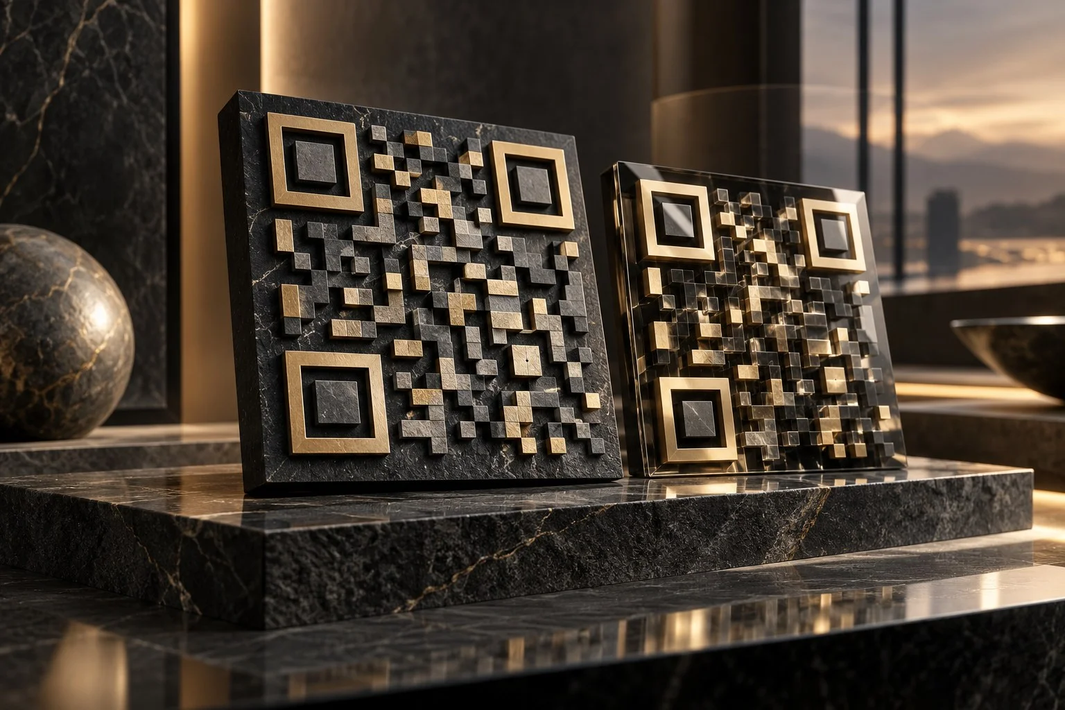 QR-Code auf glänzenden Oberflächen – redaktionelles Symbolbild